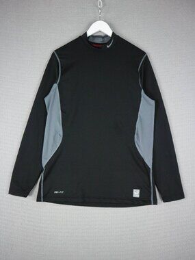 Nike Pro Combat Hyperwarm Dri-Fit Max Mock Neck Shirt Black Fitted Men’s Large